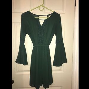 Dark green bell sleeve dress